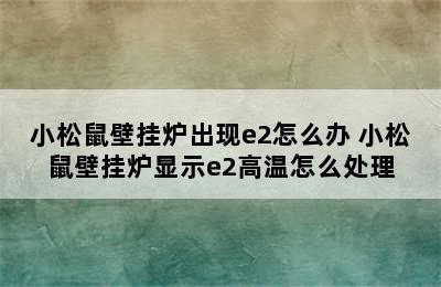 小松鼠壁挂炉出现e2怎么办 小松鼠壁挂炉显示e2高温怎么处理